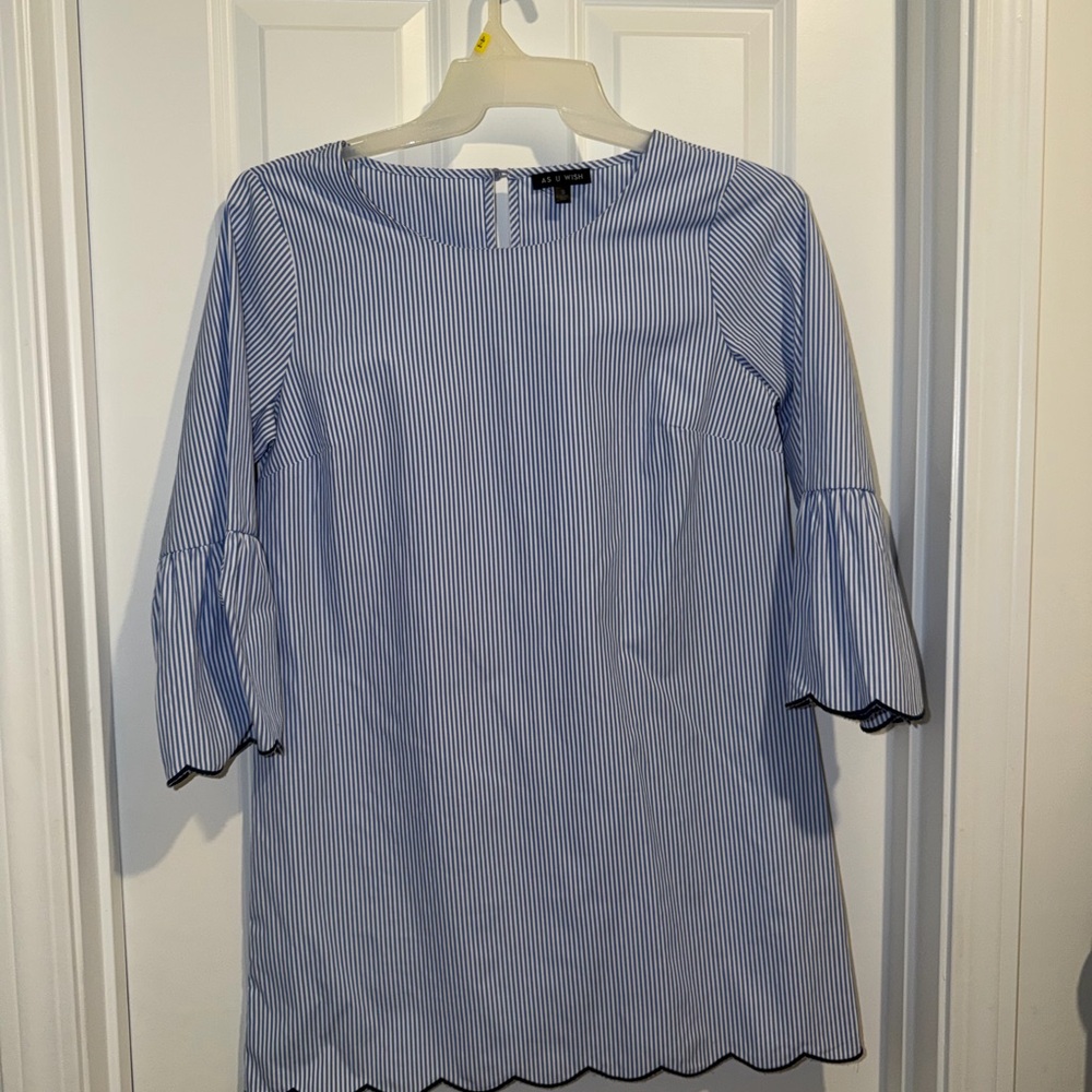 As U Wish Striped Bell Sleeve Blouse